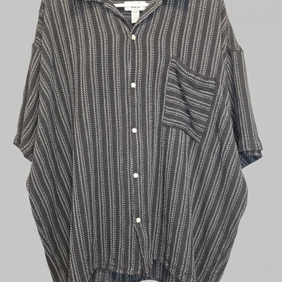 Arizona Jean Company Black and White Striped Casual Shirt - Picture 2 of 12